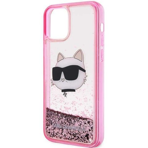 Etui iPhone 12 / 12 Pro Karl Lagerfeld różowe Glitter Choupette Head