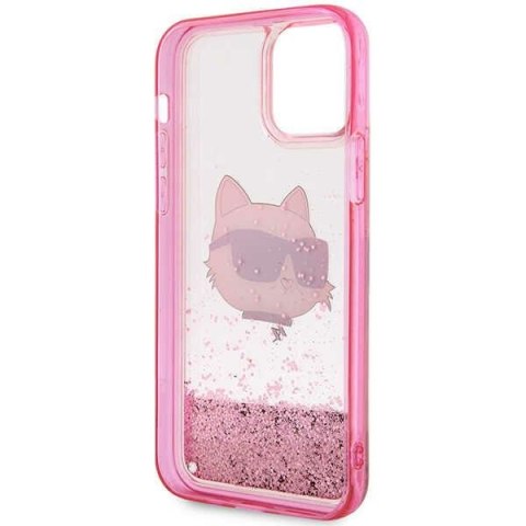 Etui iPhone 12 / 12 Pro Karl Lagerfeld różowe Glitter Choupette Head