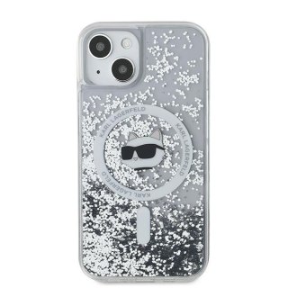 Etui iPhone 12 / 12 Pro Karl Lagerfeld transparentne hardcase Liquid Glitter Choupette Head MagSafe