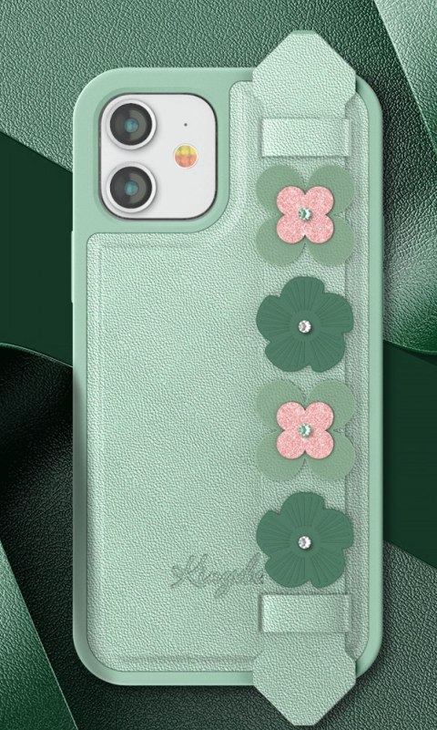 Etui na telefon iPhone 12/12 Pro Kingxbar Sweet Swarovski zielony