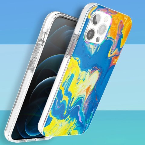 Etui na telefon iPhone 12/12 Pro Kingxbar Watercolour żółtoniebieski