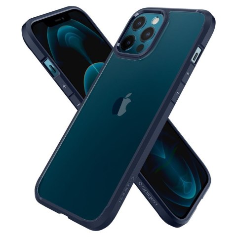 Etui na telefon iPhone 12/12 Pro Spigen Ultra Hybrid granatowe