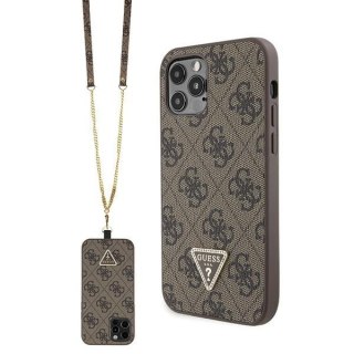 Etui iPhone 12/12 Pro Guess GUHCP12MP4TDSCPW brązowy hardcase Crossbody 4G Metal Logo