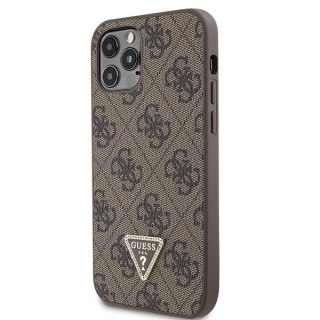 Etui na telefon iPhone 12/12 Pro Guess brązowy hardcase Crossbody