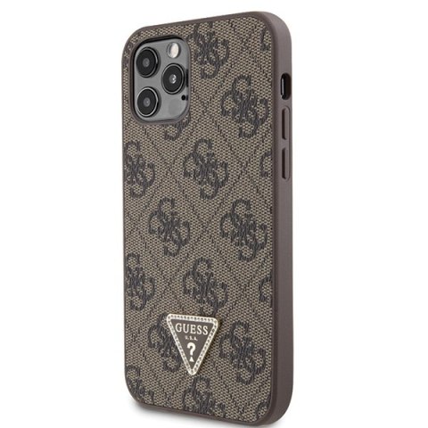 Etui iPhone 12/12 Pro Guess GUHCP12MP4TDSCPW brązowy hardcase Crossbody 4G Metal Logo