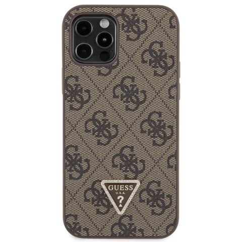 Etui na telefon iPhone 12/12 Pro Guess brązowy hardcase Crossbody