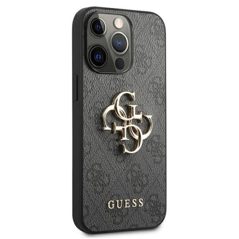 Etui na telefon iPhone 13 Pro Max Guess szare hardcase z logo 4G