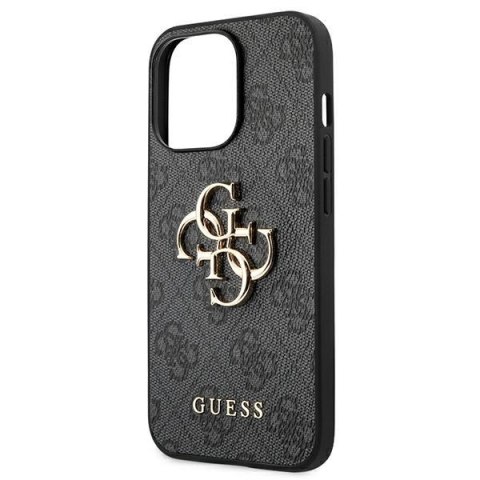 Etui na telefon iPhone 13 Pro Max Guess szare hardcase z logo 4G