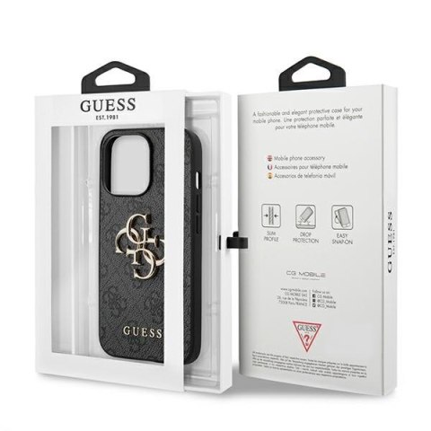 Etui na telefon iPhone 13 Pro Max Guess szare hardcase z logo 4G