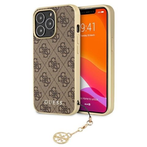 Etui iPhone 13 Pro Max Guess brązowe hardcase 4G Charms Collection