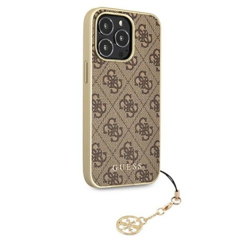 Etui iPhone 13 Pro Max Guess brązowe hardcase 4G Charms Collection