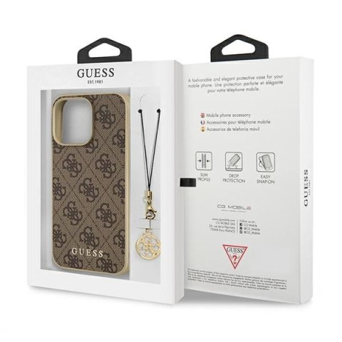 Etui iPhone 13 Pro Max Guess brązowe hardcase 4G Charms Collection