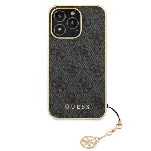 Etui na telefon iPhone 13 Pro Max Guess szare hardcase 4G Charms Collection