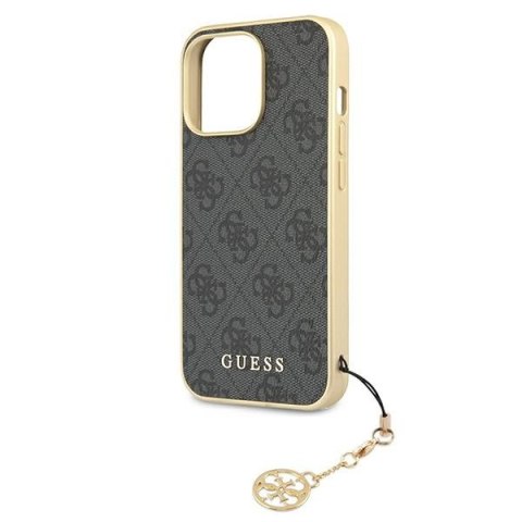 Etui na telefon iPhone 13 Pro Max Guess szare hardcase 4G Charms Collection