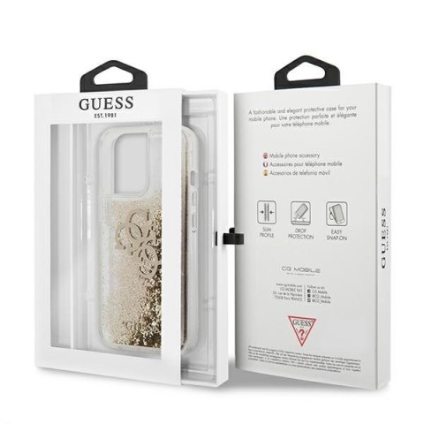 Etui na telefon iPhone 13 Pro Max Guess złote hardcase 4G Big Glitter