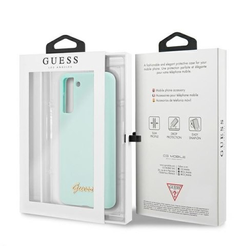 Etui Samsung Galaxy S21+ Plus Guess hardcase Silicone Script Metal Logo niebieskie