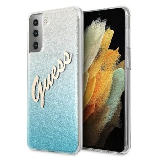 Etui Samsung Galaxy S21+ Plus Guess hardcase Glitter Gradient Script niebieskie