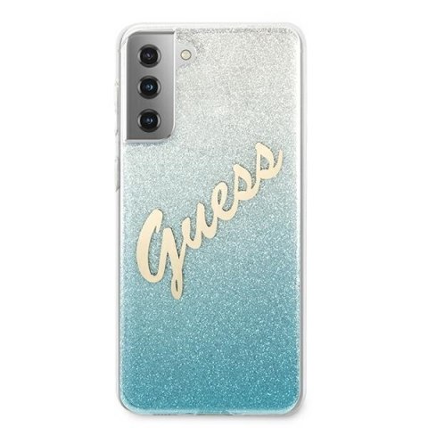 Etui na telefon Samsung Galaxy S21+ Plus Guess Glitter Gradient Niebieskie