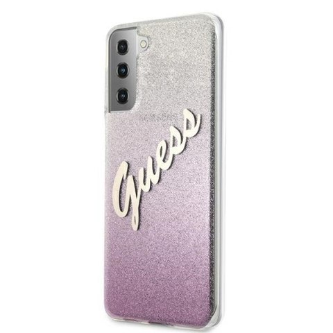 Etui Samsung Galaxy S21+ Plus Guess hardcase Glitter Gradient Script różowe