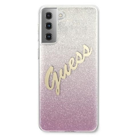 Etui Samsung Galaxy S21+ Plus Guess hardcase Glitter Gradient Script różowe