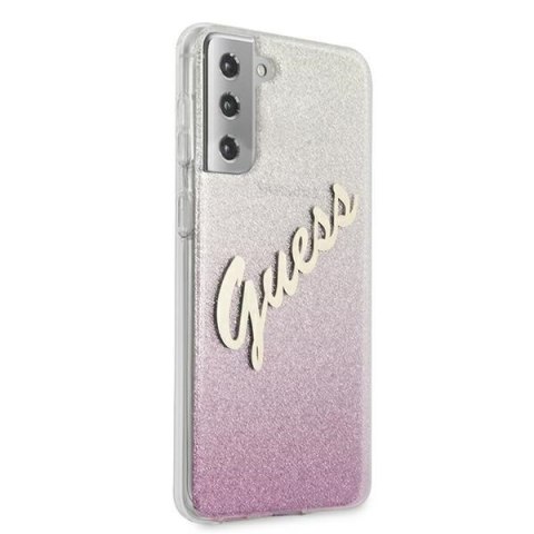 Etui Samsung Galaxy S21+ Plus Guess hardcase Glitter Gradient Script różowe