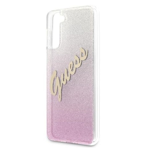 Etui Samsung Galaxy S21+ Plus Guess hardcase Glitter Gradient Script różowe