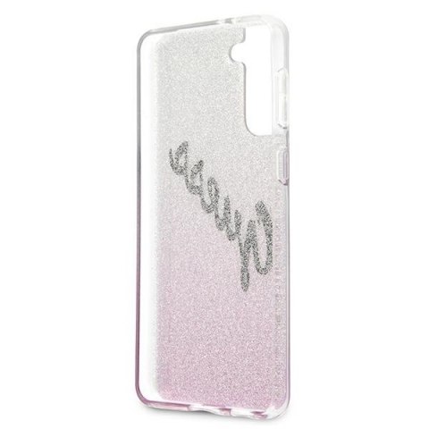 Etui Samsung Galaxy S21+ Plus Guess hardcase Glitter Gradient Script różowe