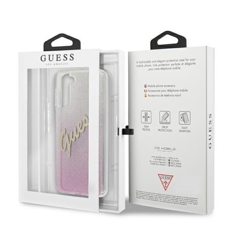 Etui Samsung Galaxy S21+ Plus Guess hardcase Glitter Gradient Script różowe