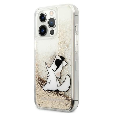 Etui na telefon iPhone 13 Pro Max Karl Lagerfeld Choupette złote glitter