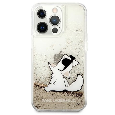 Etui na telefon iPhone 13 Pro Max Karl Lagerfeld Choupette złote glitter