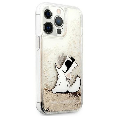 Etui na telefon iPhone 13 Pro Max Karl Lagerfeld Choupette złote glitter