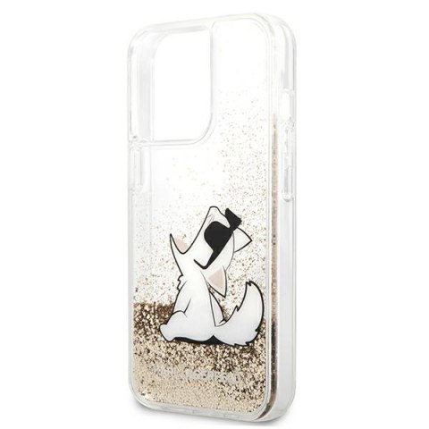 Etui na telefon iPhone 13 Pro Max Karl Lagerfeld Choupette złote glitter