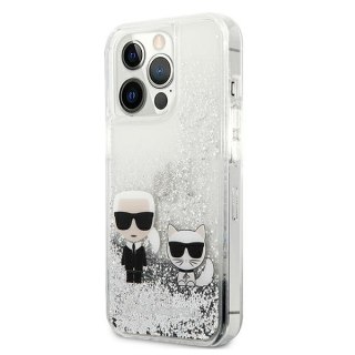 Etui na telefon iPhone 13 Pro Max Karl Lagerfeld srebrne Liquid Glitter