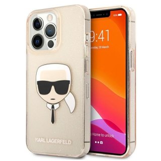 Etui na telefon iPhone 13 Pro Max Karl Lagerfeld złote Glitter