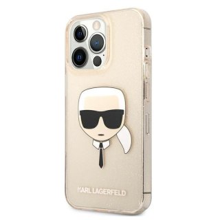 Etui na telefon iPhone 13 Pro Max Karl Lagerfeld złote Glitter