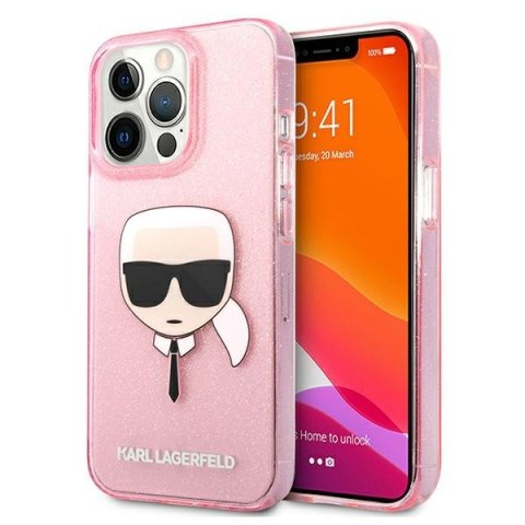 Etui na telefon iPhone 13 Pro Max Karl Lagerfeld różowe Glitter