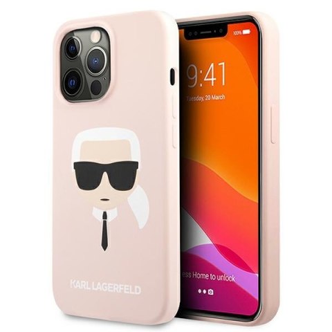 Etui na telefon iPhone 13 Pro Max Karl Lagerfeld jasnoróżowe silikonowe