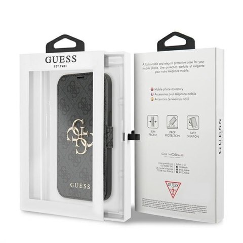 Etui iPhone 13 Pro Max Guess GUBKP13X4GMGGR szary book 4G Big Metal Logo