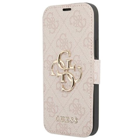 Etui na telefon iPhone 13 Pro Max Guess różowy book z metalowym logo