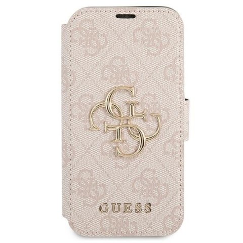 Etui na telefon iPhone 13 Pro Max Guess różowy book z metalowym logo