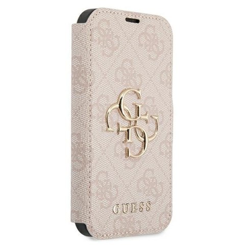 Etui na telefon iPhone 13 Pro Max Guess różowy book z metalowym logo