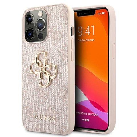 Etui na telefon iPhone 13 Pro Max Guess różowe hardcase z logo 4G