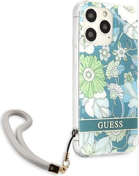 Etui na telefon iPhone 13 Pro Max Guess zielone hardcase Flower Strap