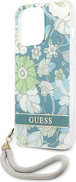 Etui na telefon iPhone 13 Pro Max Guess zielone hardcase Flower Strap