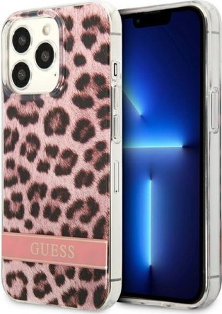 Etui na telefon iPhone 13 Pro Max Guess różowe hardcase Leopard