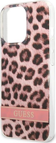 Etui na telefon iPhone 13 Pro Max Guess różowe hardcase Leopard