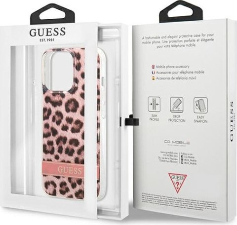 Etui na telefon iPhone 13 Pro Max Guess różowe hardcase Leopard