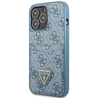 Etui na telefon iPhone 13 Pro Max Guess niebieskie hardcase z logo 4G