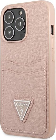 Etui Guess GUHCP13XPSATPP Apple iPhone 13 Pro Max różowy/pink hardcase SaffianoTriangle Logo Cardslot