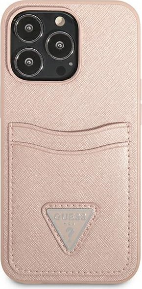 Etui na telefon iPhone 13 Pro Max Guess różowe hardcase Saffiano